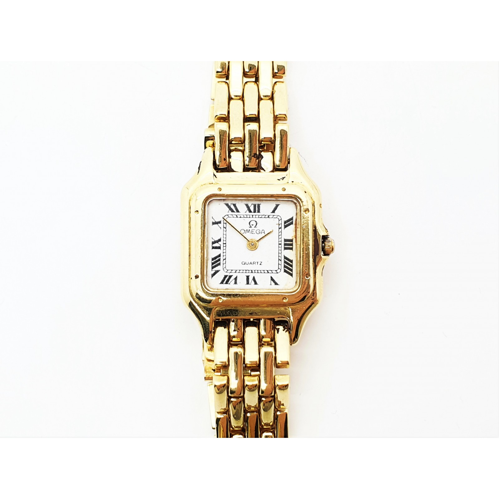 Bergantín pintor católico Reloj Oro 18k Omega Vintage mujer Cuarzo 22mm de segunda mano
