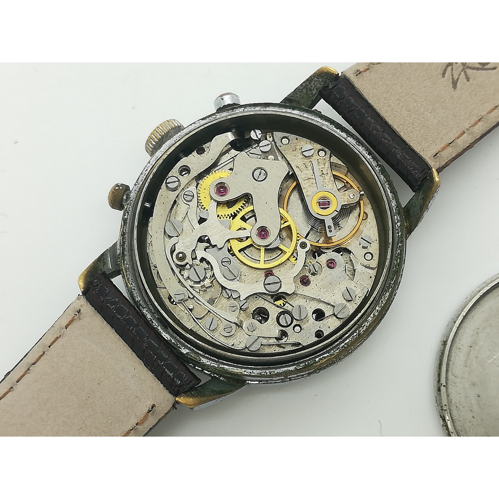 Reloj de Cuerda YEMA Vintage Piloto Militar Chrono Valjoux 92 Negro