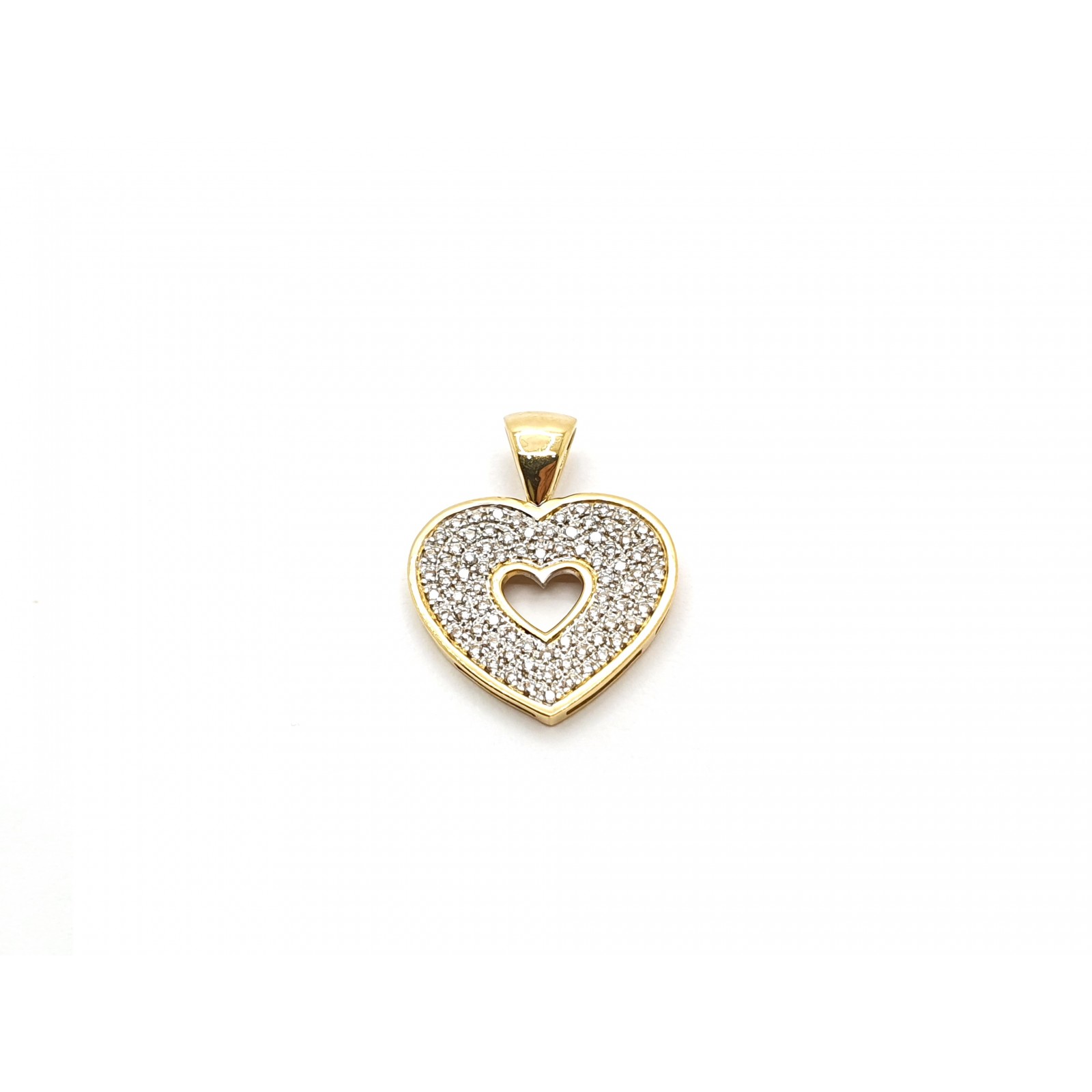 Colgante Corazón de Oro 18K 3,6 GR diamantes de mano