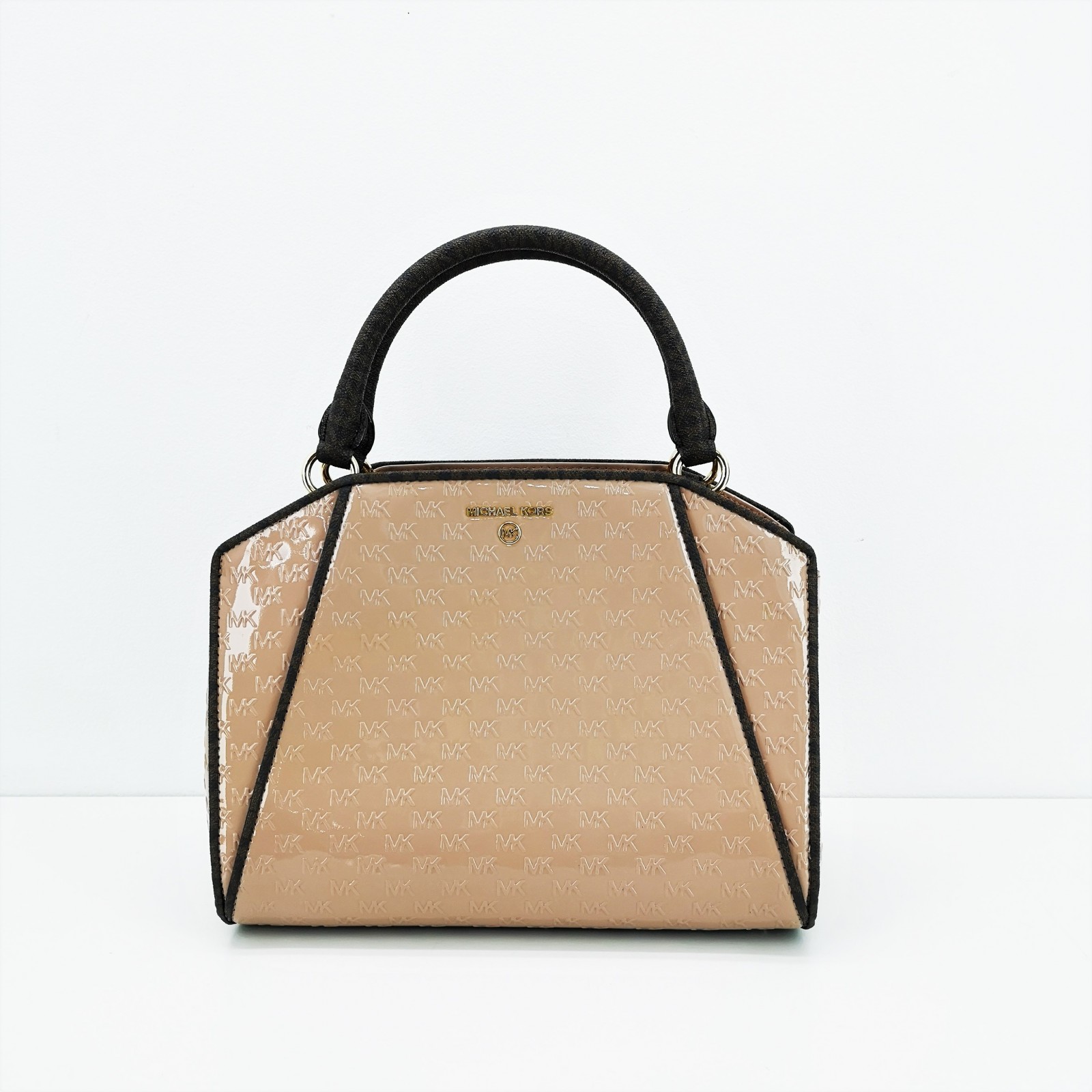 Bolso Michael Kors Cleo En Charol Y Lona Con Funda Guardapolvos 5816